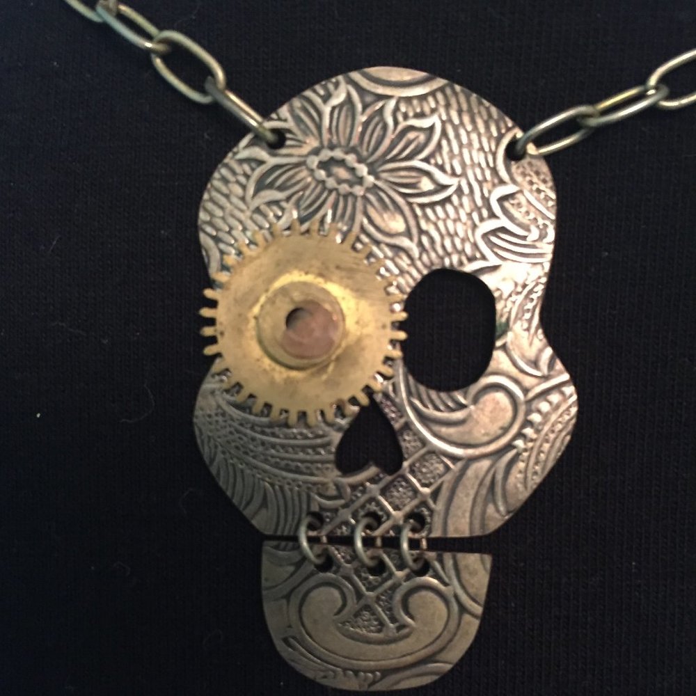 244-UR Worthy❤️~"Calavera" Necklace  Handcrafted Local  Ontario Artist